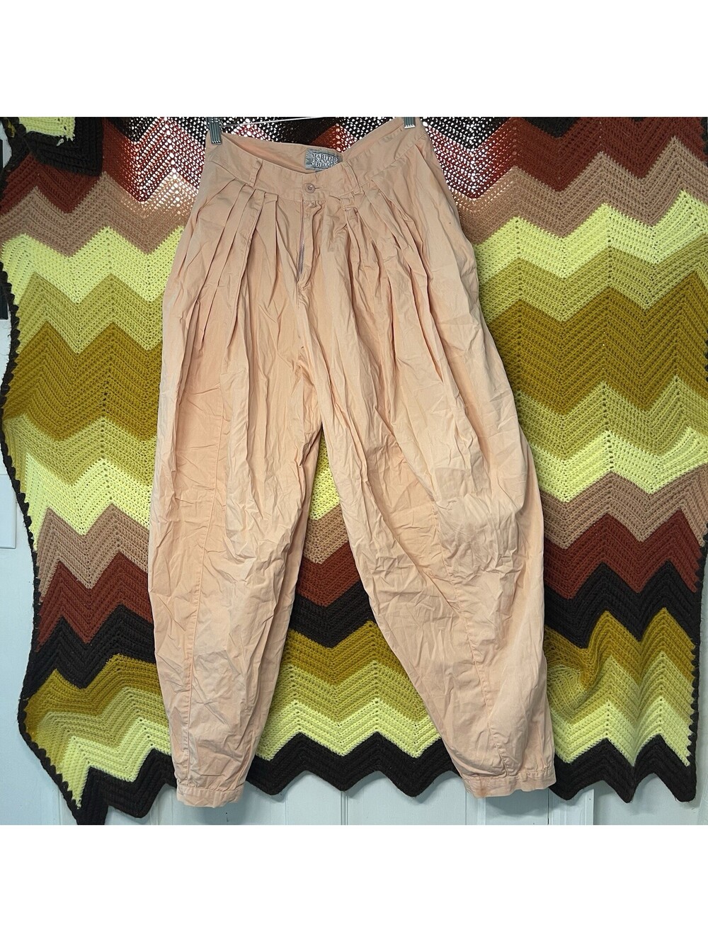 80s Marithe Francois Girbaudb Pink/Salmon parachute pants Vintage Cottage Core